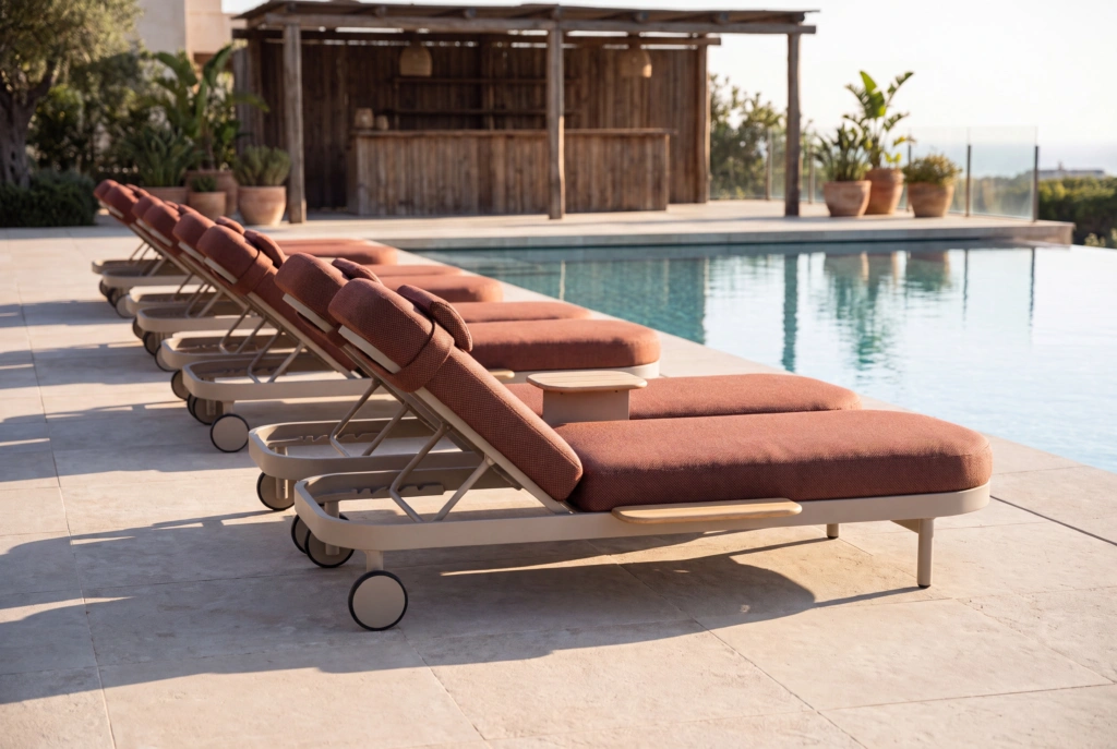 Jumbo Double Sunlounger + W + Tray setting