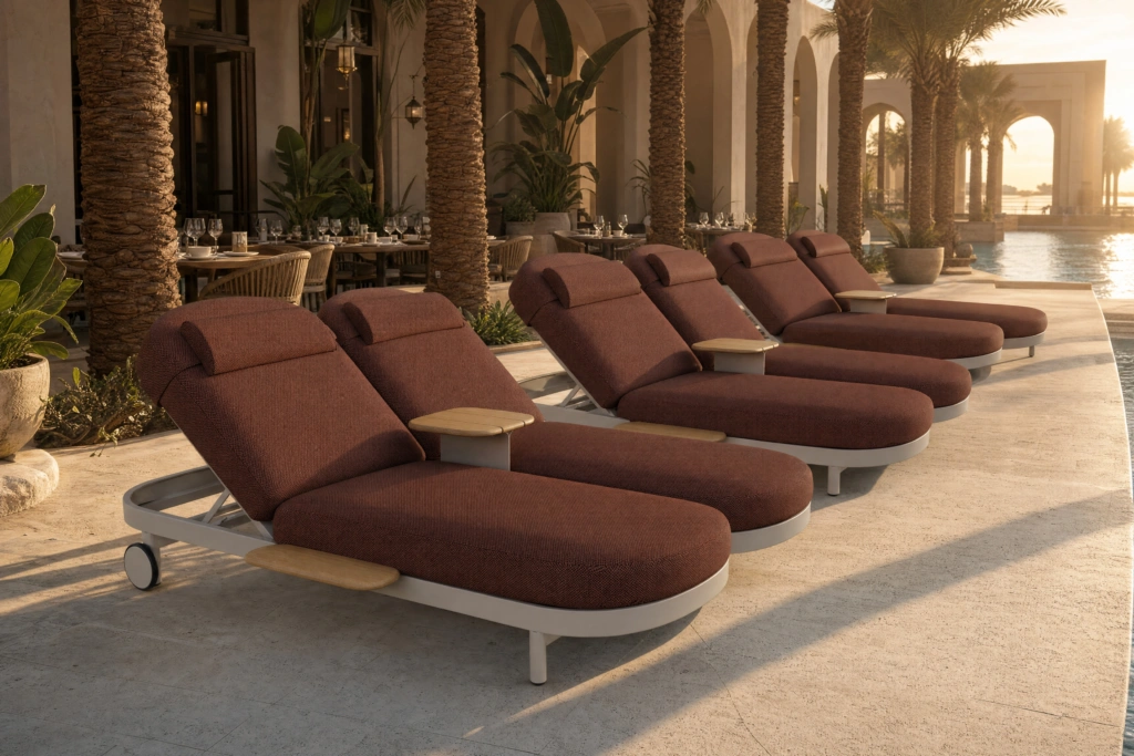 Jumbo Double Sunlounger + W + Tray setting