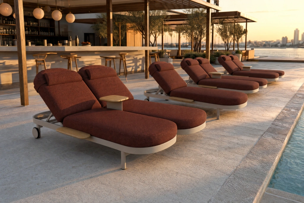 Jumbo Double Sunlounger + W + Tray setting