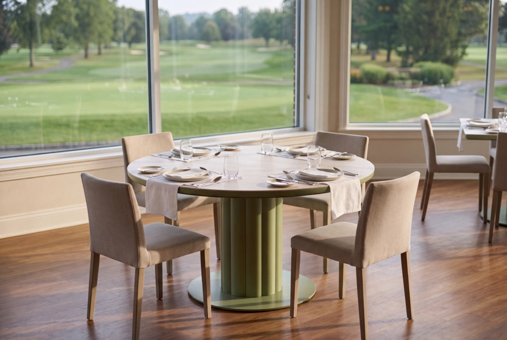Lotus Dining Table C 55”RD – CER setting