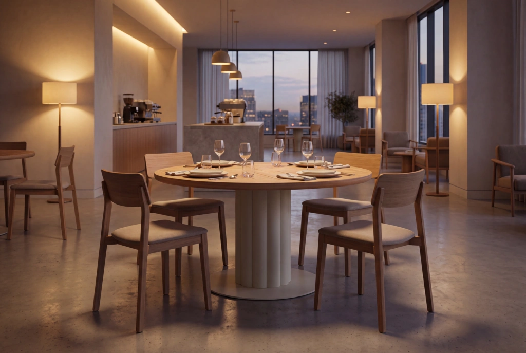 Lotus Dining Table D 55”RD – TK setting