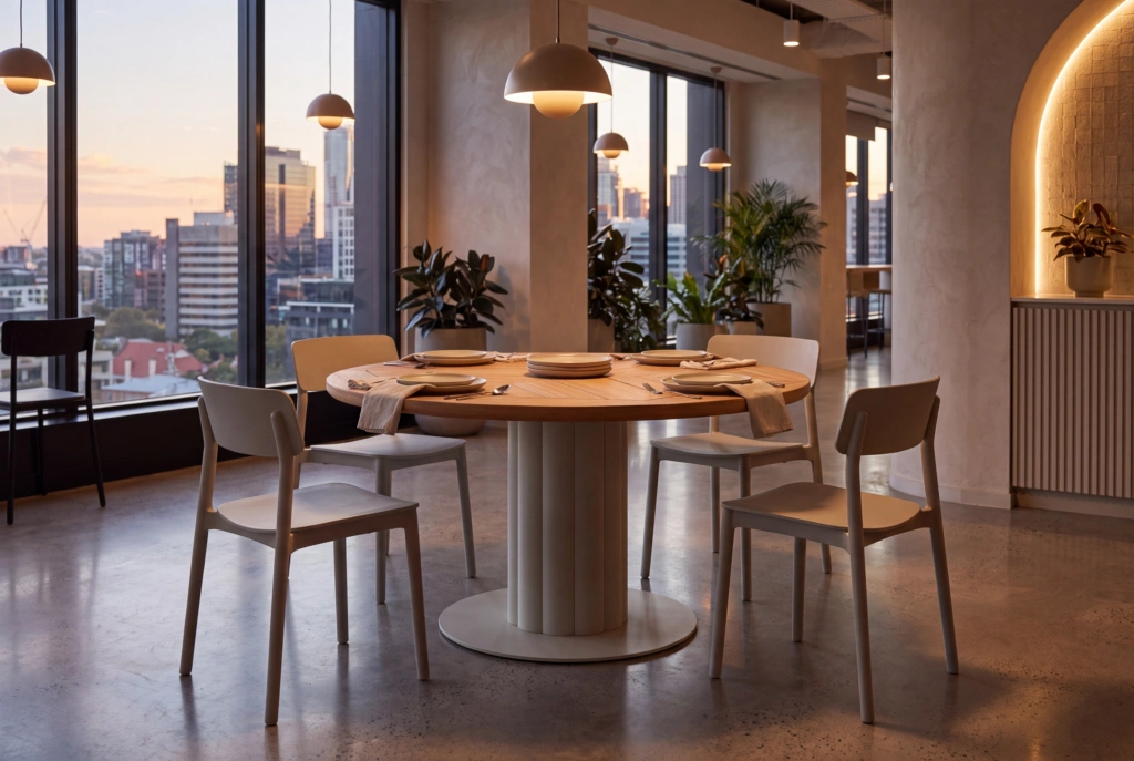 Lotus Dining Table D 55”RD – TK setting
