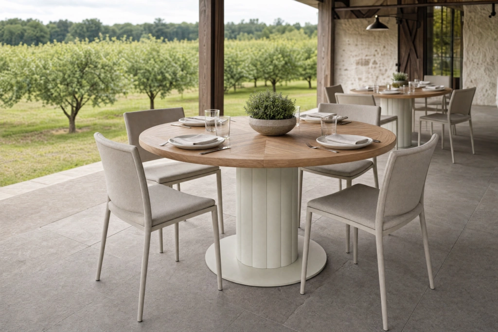 Lotus Dining Table D 55”RD – TK setting