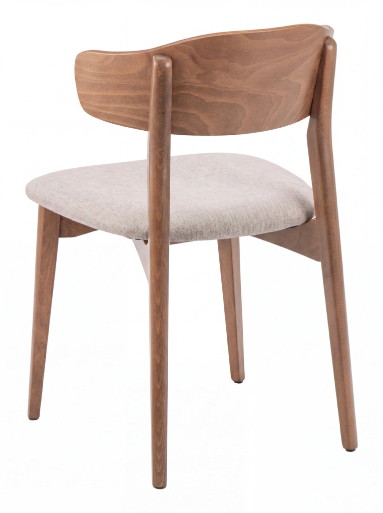 RV Lucci UPH chair in Maple Ash wood finish with upholstered seat, back view