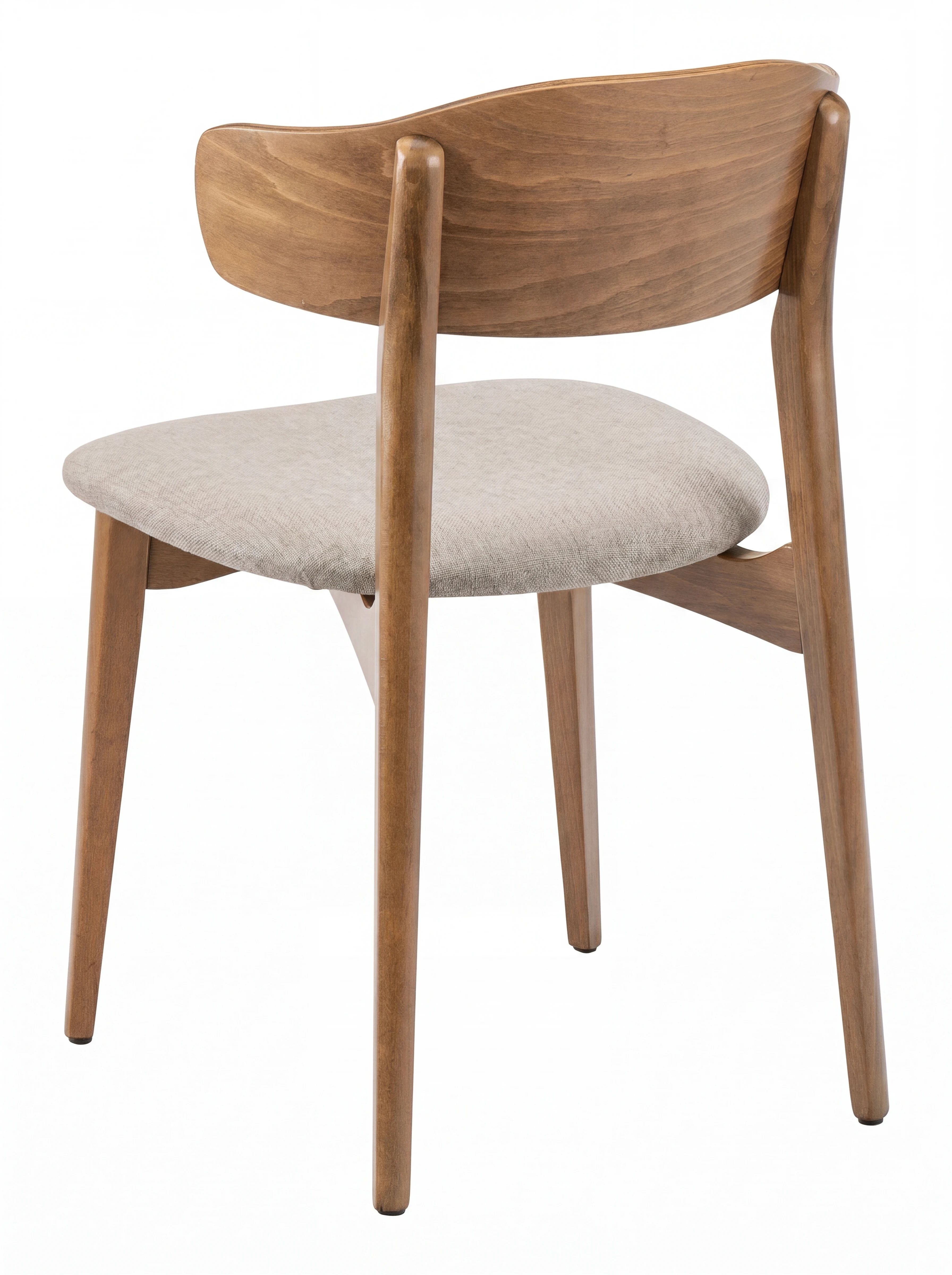 RV Lucci UPH | Neowalnut, C.O.M., Fabric, Vinyl RV Lucci UPH chair in Neowalnut wood finish with upholstered seat, back view