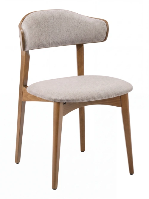 RV Lucci UPH chair in Neowalnut wood finish with upholstered seat and back