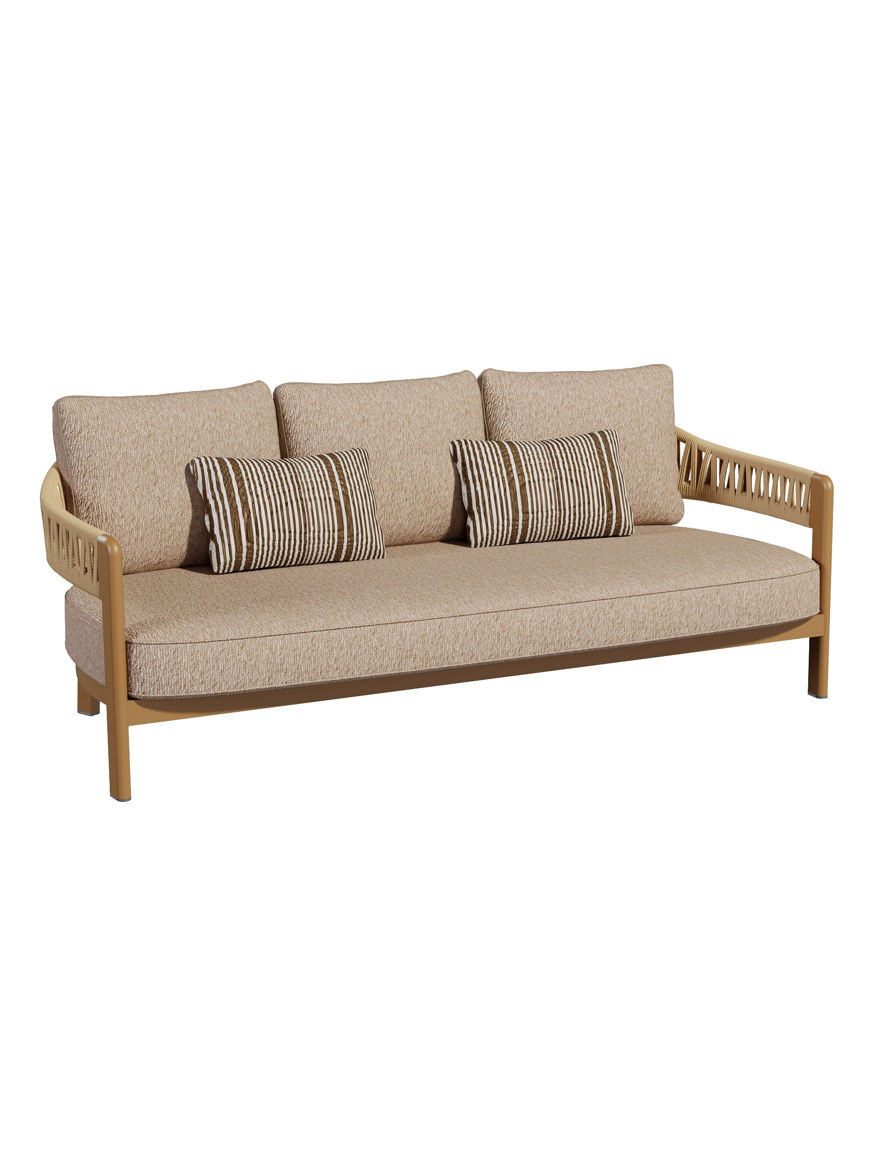 Zulu 3-Seat Sofa Zulu 3-Seat Sofa - gold frame, front view