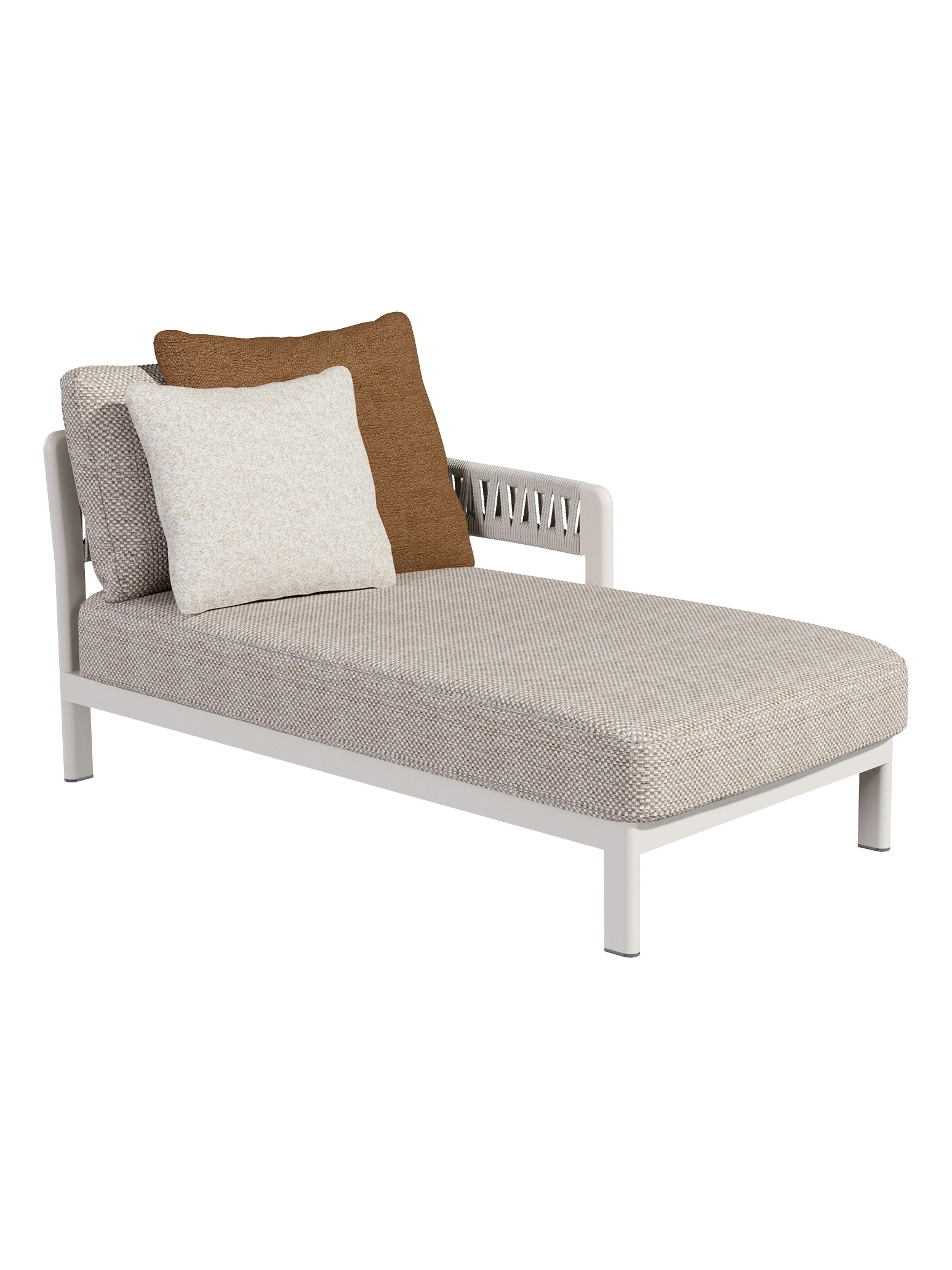 Zulu Chaise Lounge Left Arm Module Zulu Chaise Lounge Left Arm Module - white frame, front view