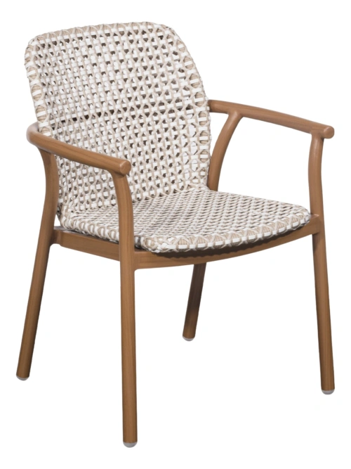 Lille A Wicker - synthetic rattan weave, teak-look frame, front view