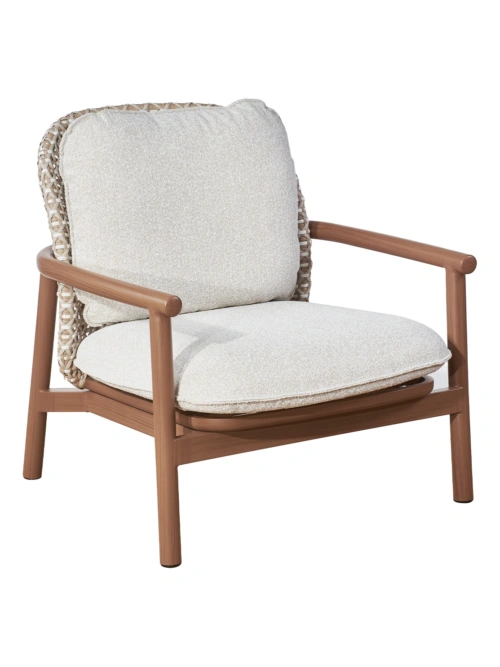 Lille Lounge Armchair Wicker - synthetic rattan back, terracotta frame, front view