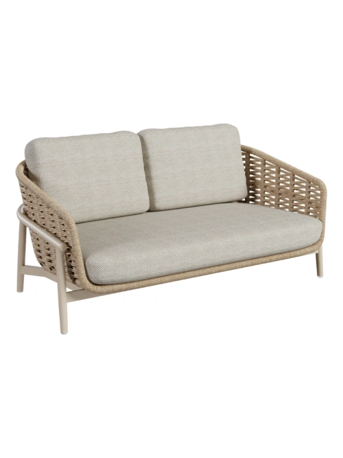 Tahiti 2-Seat Sofa - sand frame and rope, front view