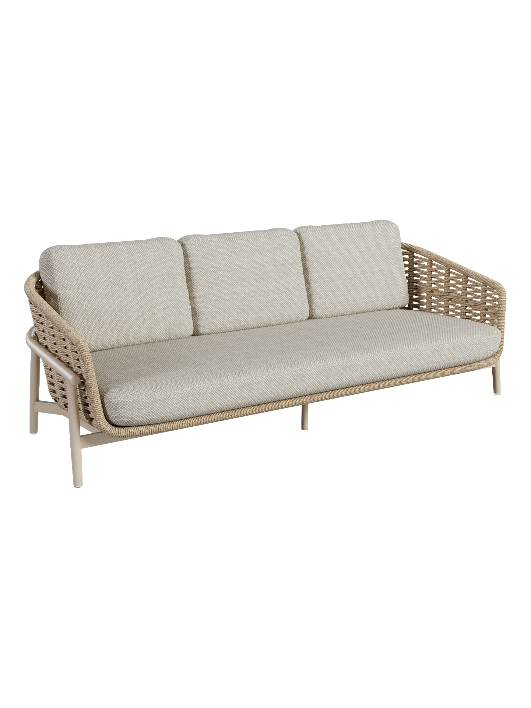 Tahiti 3-Seat Sofa Tahiti 3-Seat Sofa - sand frame and rope, front view