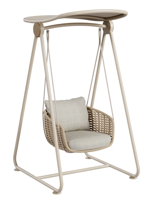 Tahiti Single Swing - sand frame and rope with shade canopy, front view